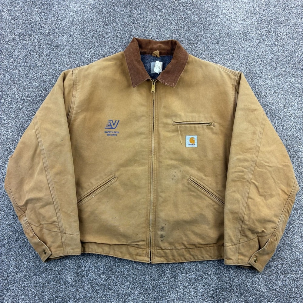 Vintage Carhartt Detroit Jacket Mens 52 2XL Brown Duck Canvas Blanket Lined 6BLJ